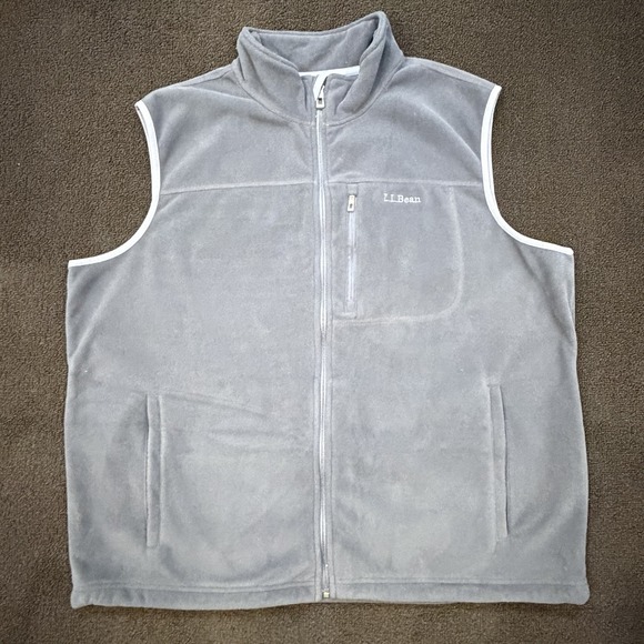 LL Bean Blue Fleece Vest Mens XL Zip Pockets Outdoor Hiking Ranch Hunting Cargo - Picture 1 of 5